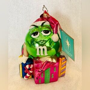 Christopher Radko M&M world Green M&M Ornament